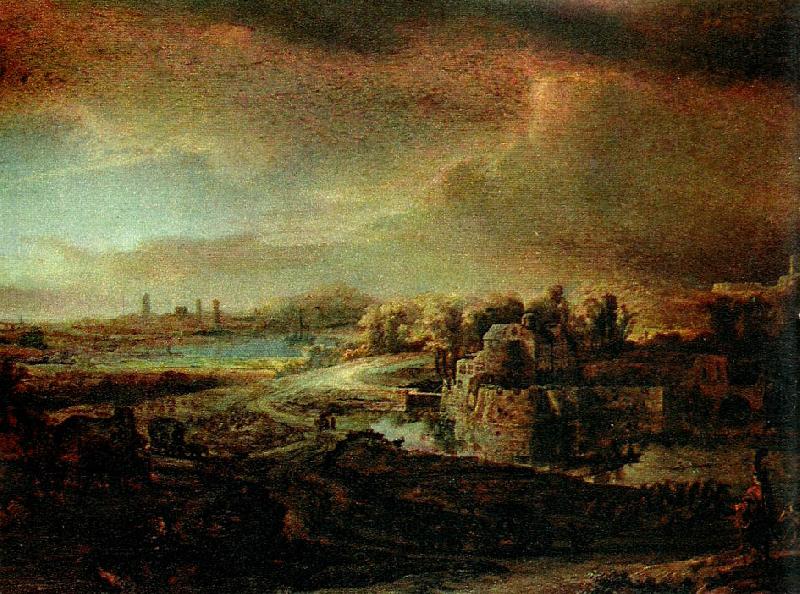 landskap med diligens, REMBRANDT Harmenszoon van Rijn